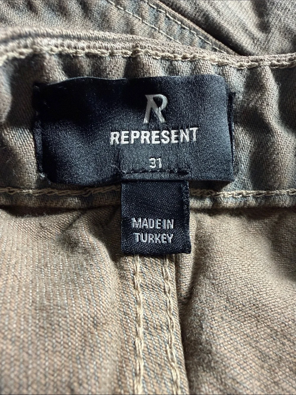 Represent Baggy Denim Jeans in Light Brown Bark Sandstorm Size 31